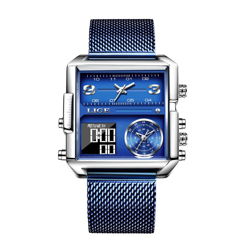 Montre à double affichage à quartz électronique pour homme