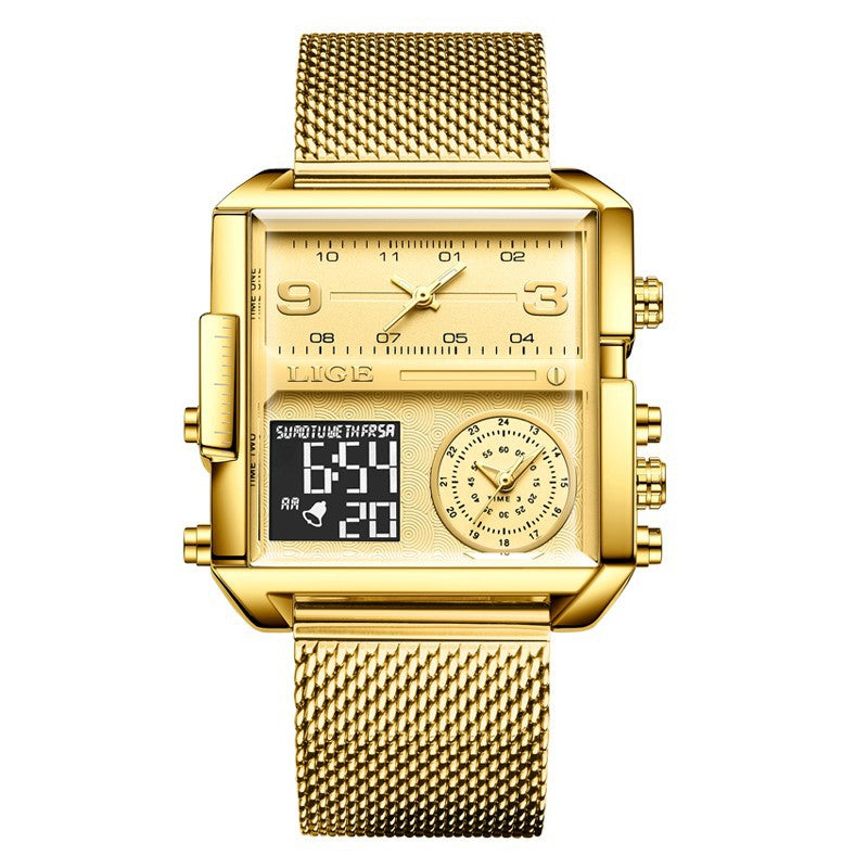 Montre à double affichage à quartz électronique pour homme