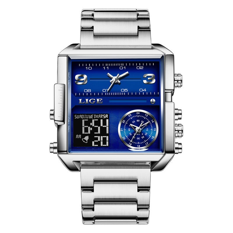 Montre à double affichage à quartz électronique pour homme
