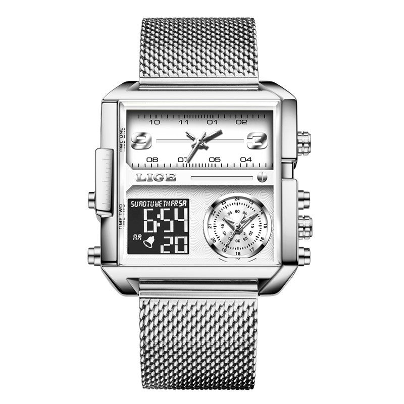 Montre à double affichage à quartz électronique pour homme