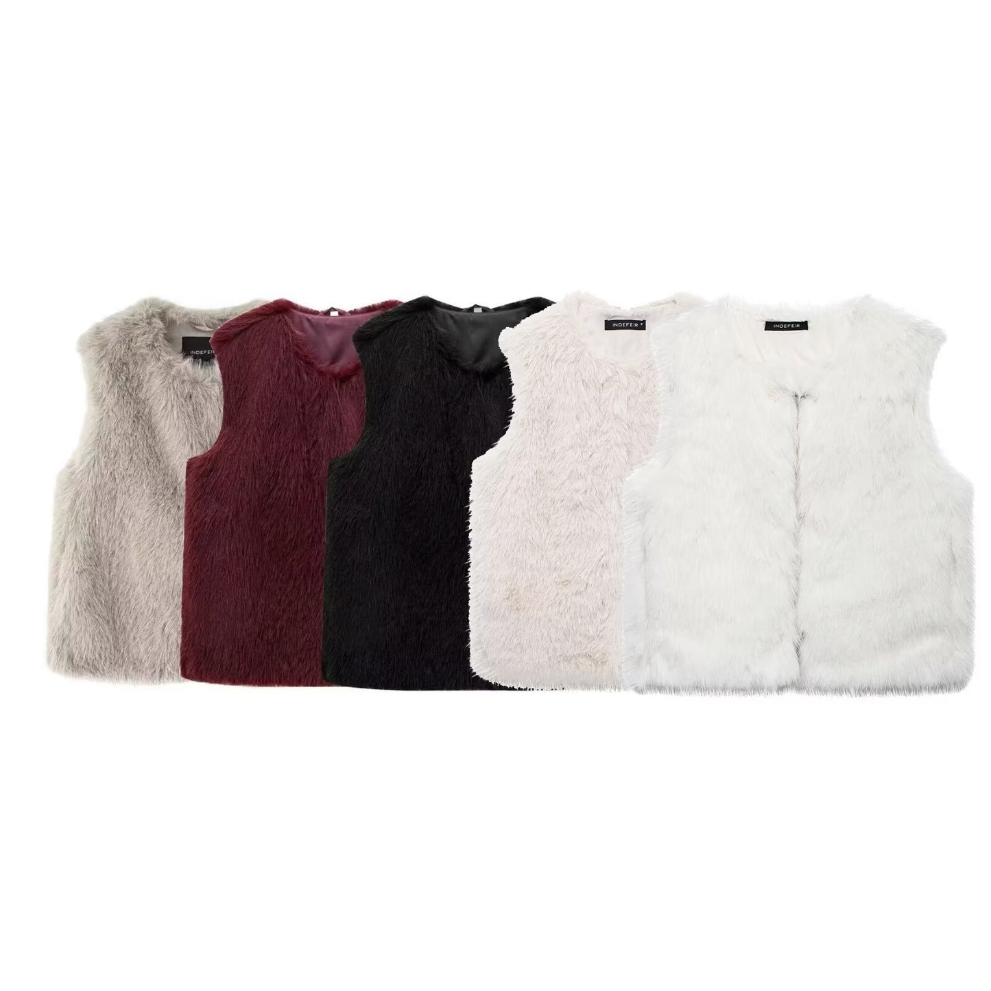 Veste sans manches en fourrure synthétique pour femmes