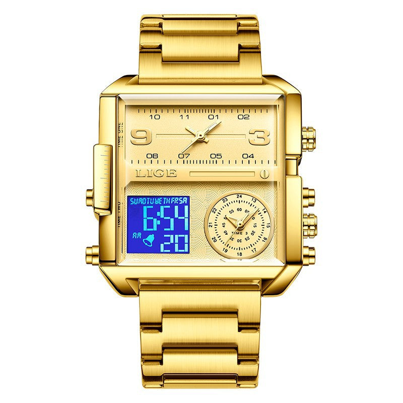 Montre à double affichage à quartz électronique pour homme