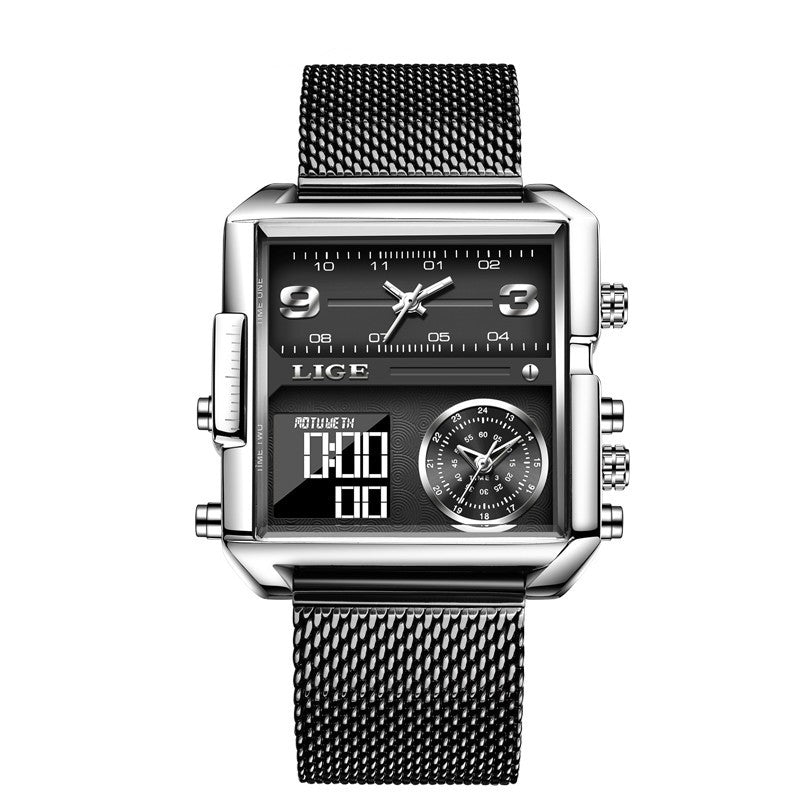 Montre à double affichage à quartz électronique pour homme
