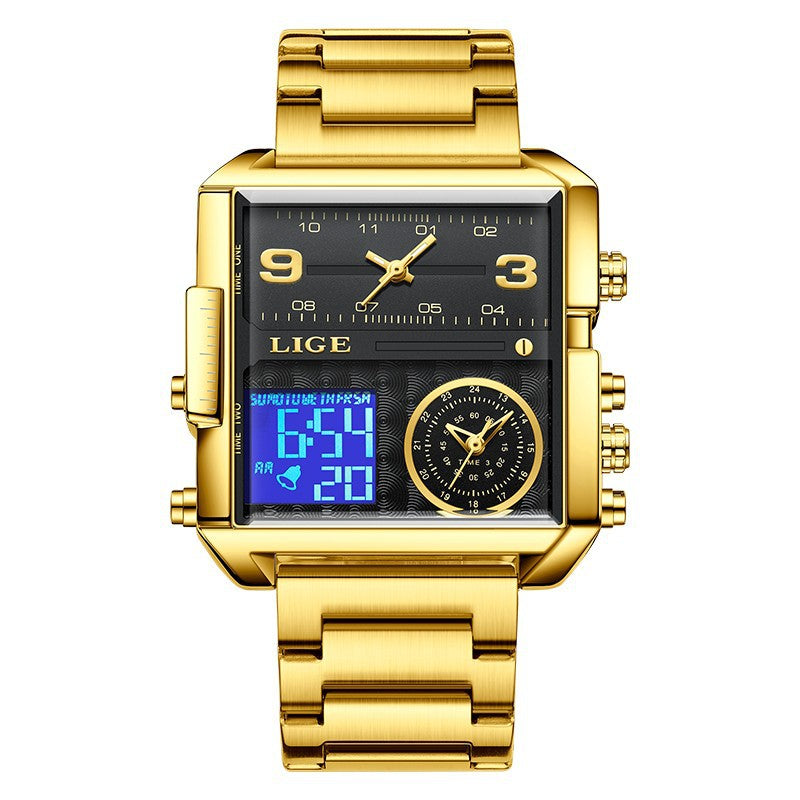 Montre à double affichage à quartz électronique pour homme