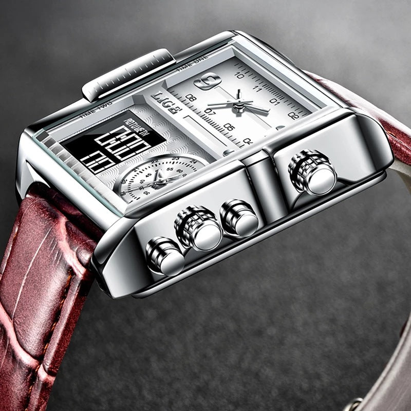 Montre à double affichage à quartz électronique pour homme