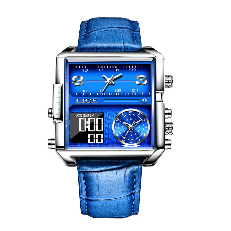 Montre à double affichage à quartz électronique pour homme