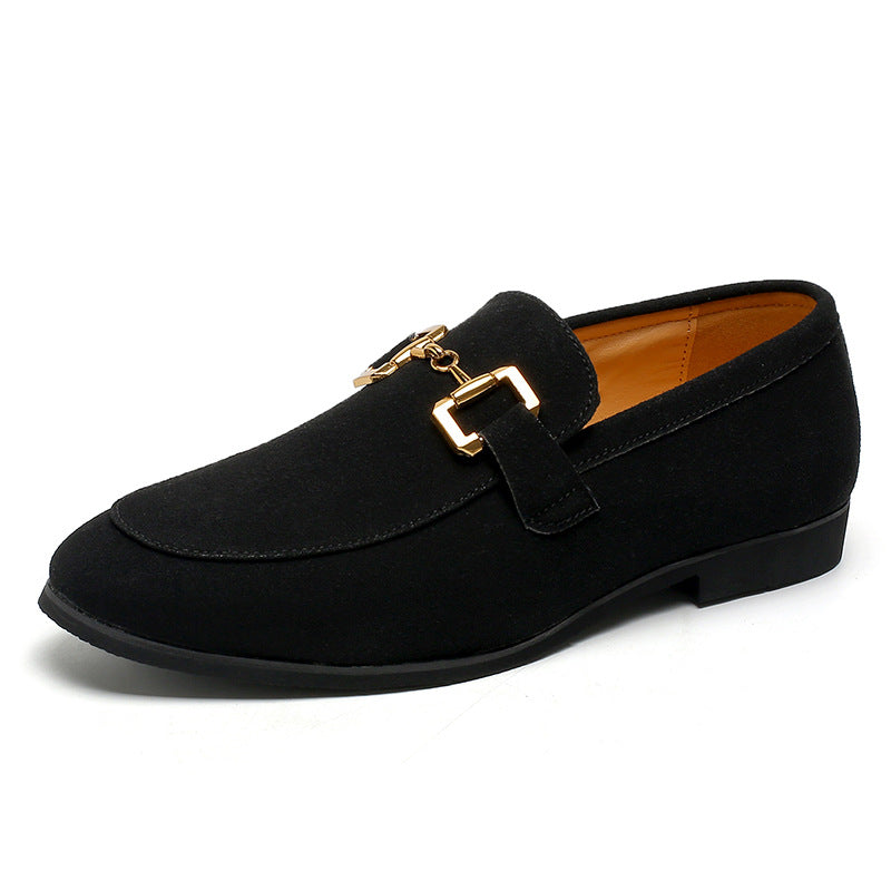 Chaussures décontractées en cuir à boucle en métal britannique grande taille pour hommes