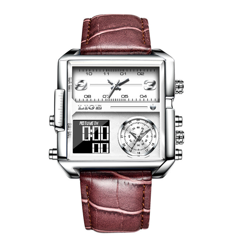 Montre à double affichage à quartz électronique pour homme