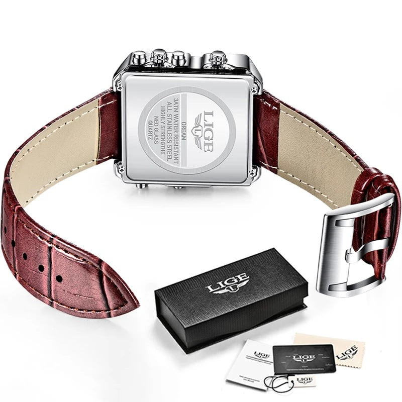 Montre à double affichage à quartz électronique pour homme
