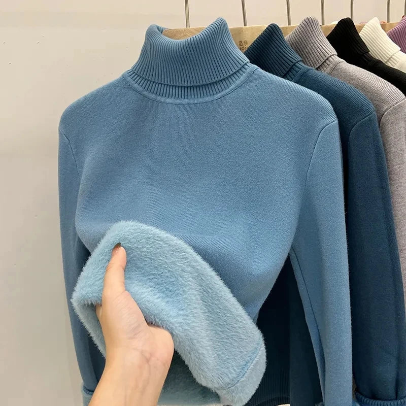 Pull à col roulé épais pour femmes