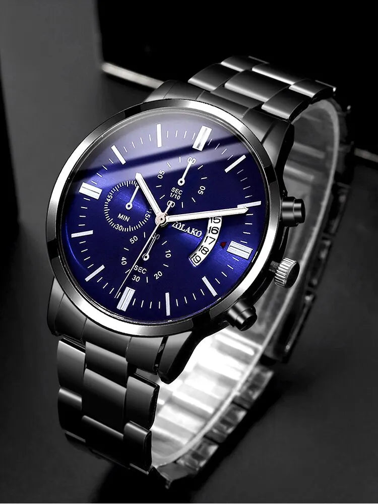 Montre à quartz avec bracelet en acier pour homme