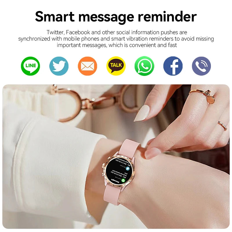 Montre intelligente LIGE 1.28 pouces avec écran AMOLED pour femmes
