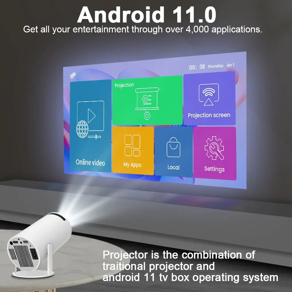 Projecteur 4K Android jusqu'à 200 pouces