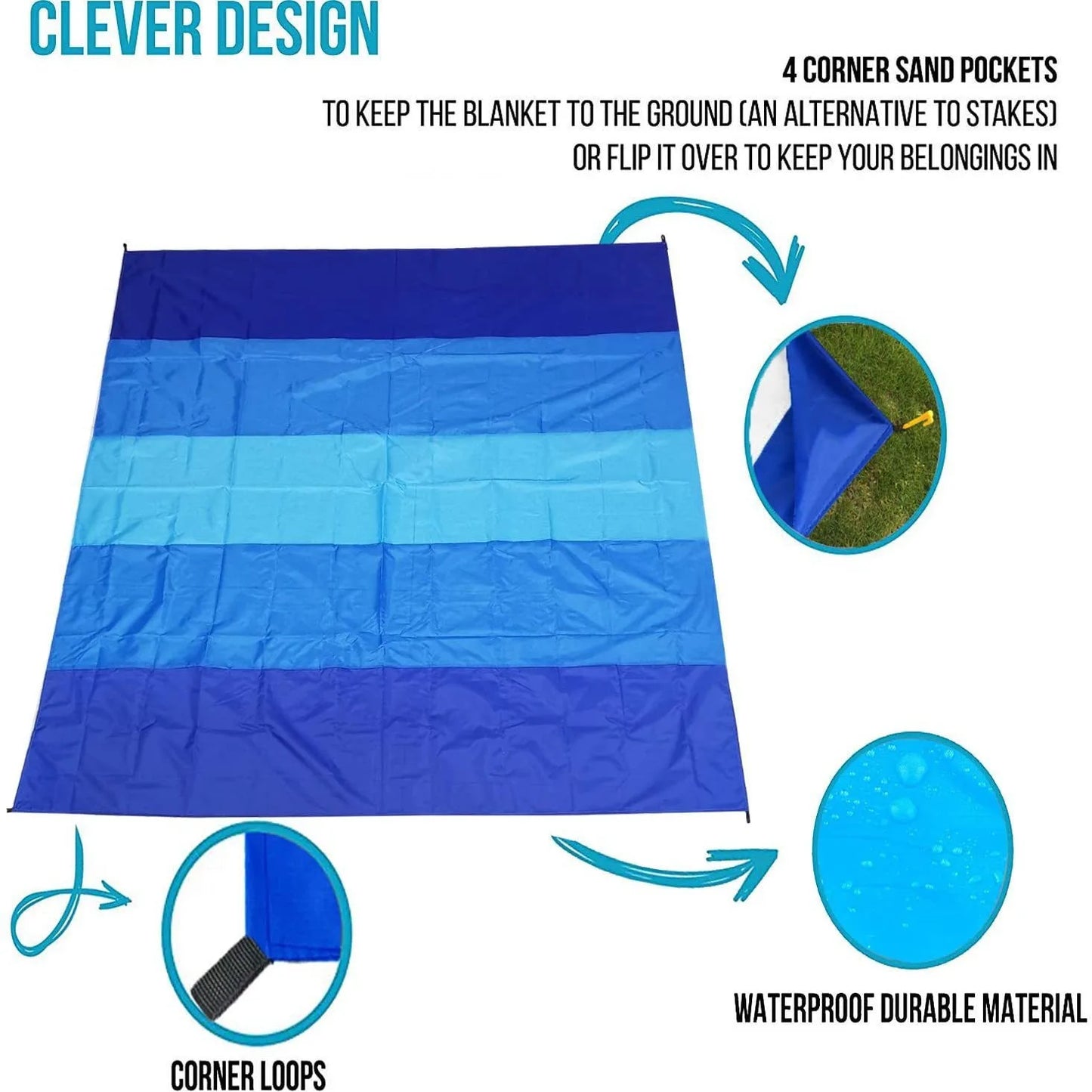 Nylon Pockets, Five-color Patchwork Picnic Mats, Mini Waterproof Tartan Cloth, Moisture-proof Beach Blankets