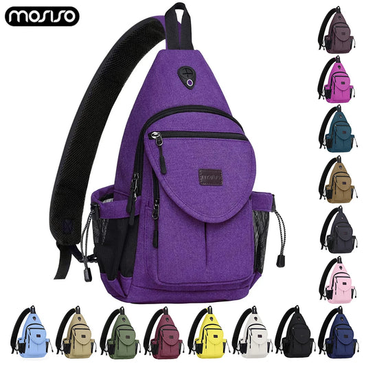 Sacs à dos sling en toile avec poche antivol pour homme et femme