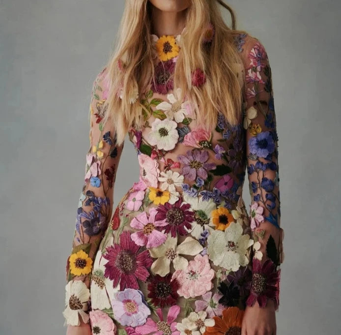 Robe en dentelle brodée
