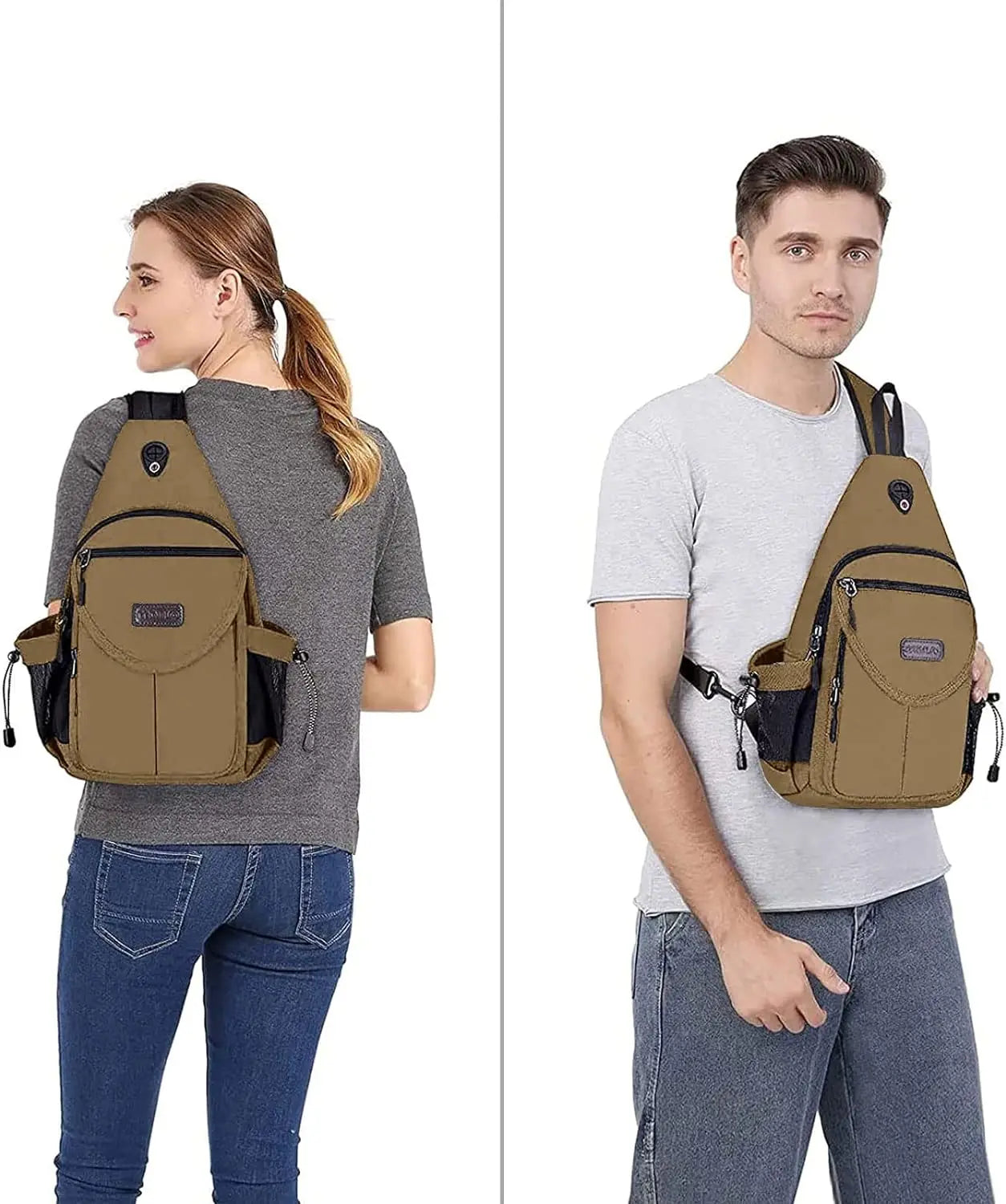 Sacs à dos sling en toile avec poche antivol pour homme et femme