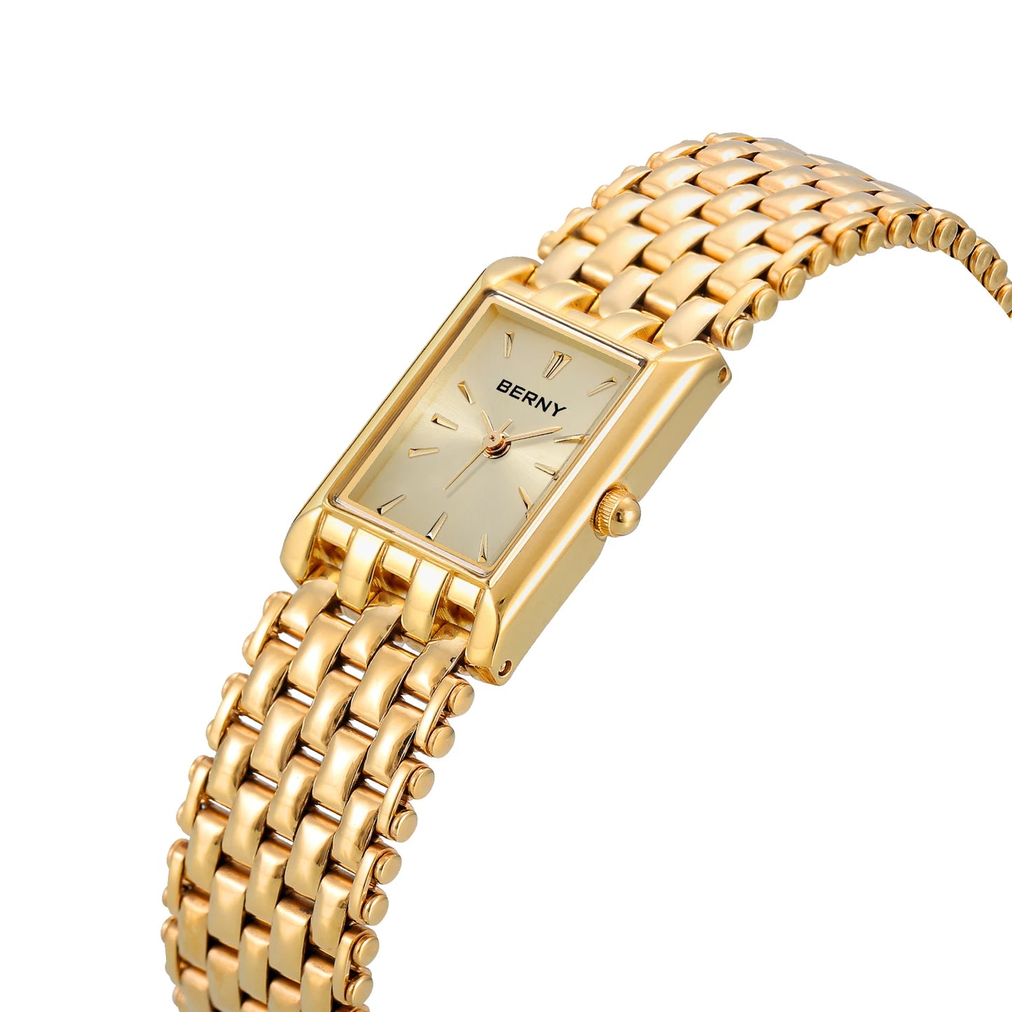 Montre BERNY en acier inoxydable doré pour femmes