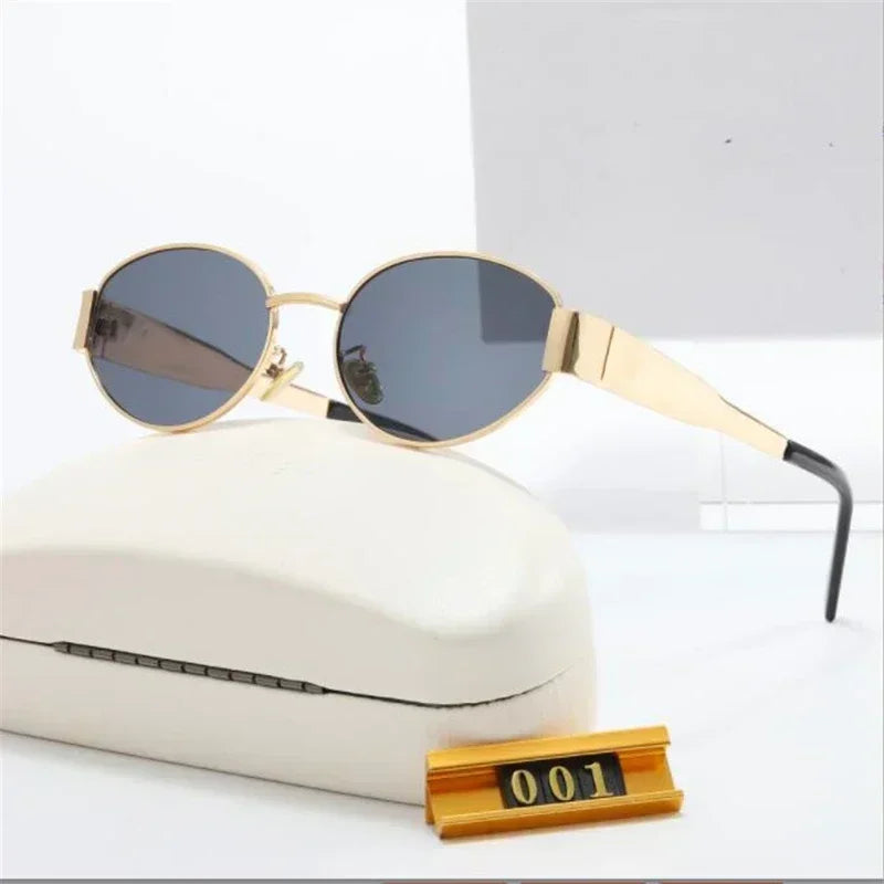 Lunettes de soleil ovales en métal pour femmes