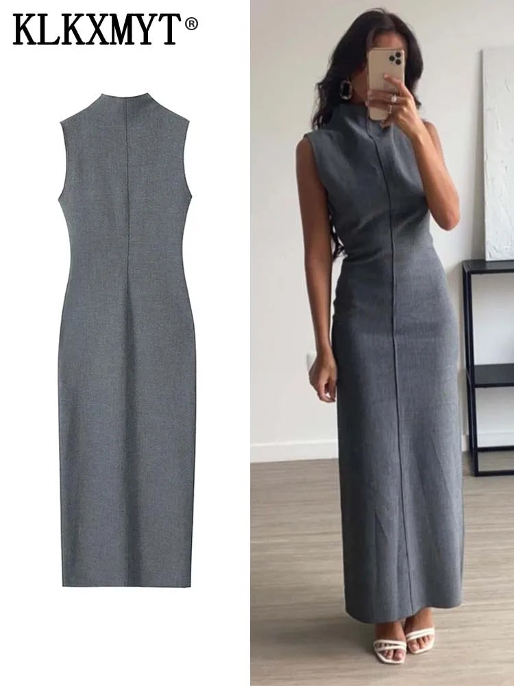 TRAF-Robe Longue Crayon Élégante