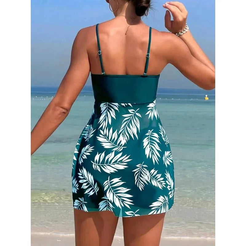 Maillot de bain deux pièces Short Dress Tankini avec Shorts pour femme