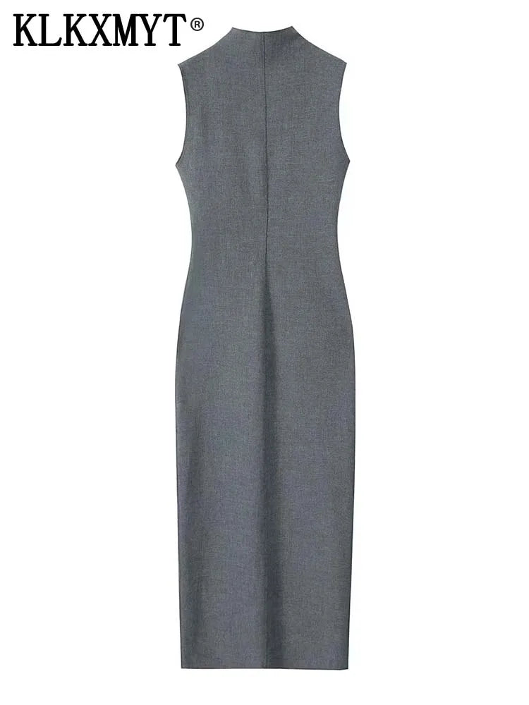 TRAF-Robe Longue Crayon Élégante