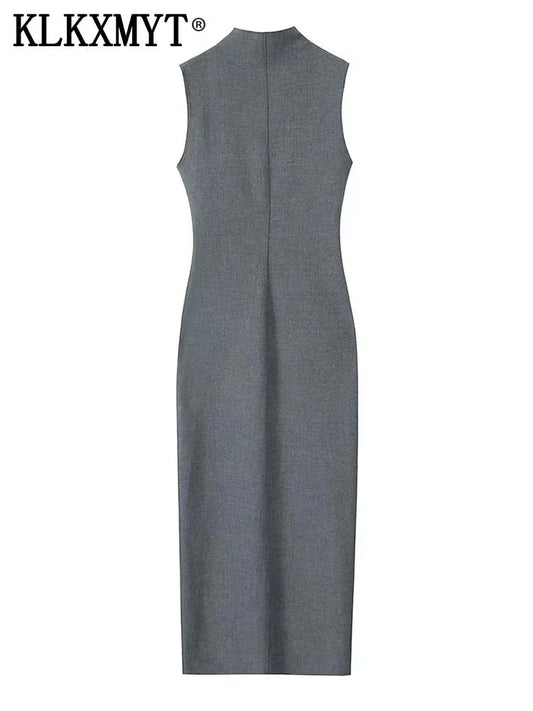 TRAF-Robe Longue Crayon Élégante