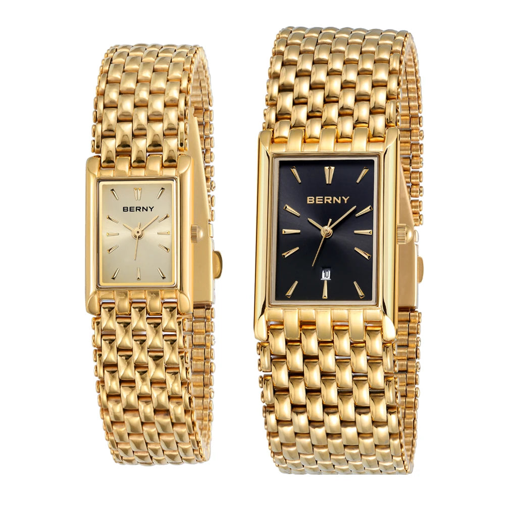 Montre BERNY en acier inoxydable doré pour femmes