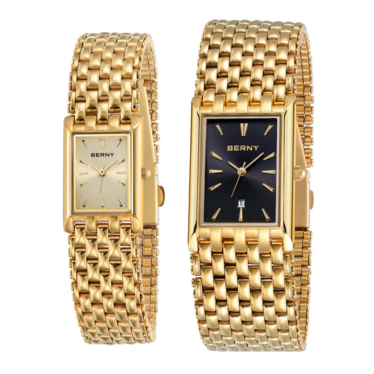 Montre BERNY en acier inoxydable doré pour femmes