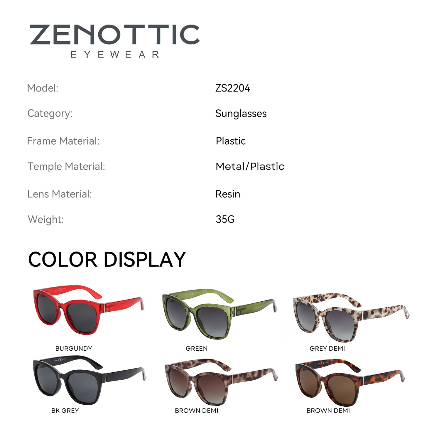 Lunettes de soleil ZENOTTIC  pour femmes