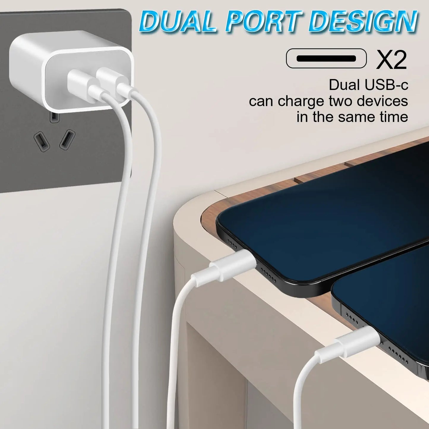 Chargeur rapide double USB C de 40W