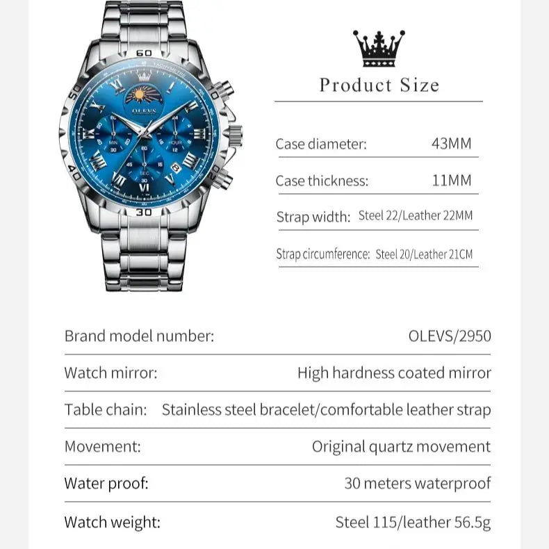 Montre de lune OLEVS pour hommes