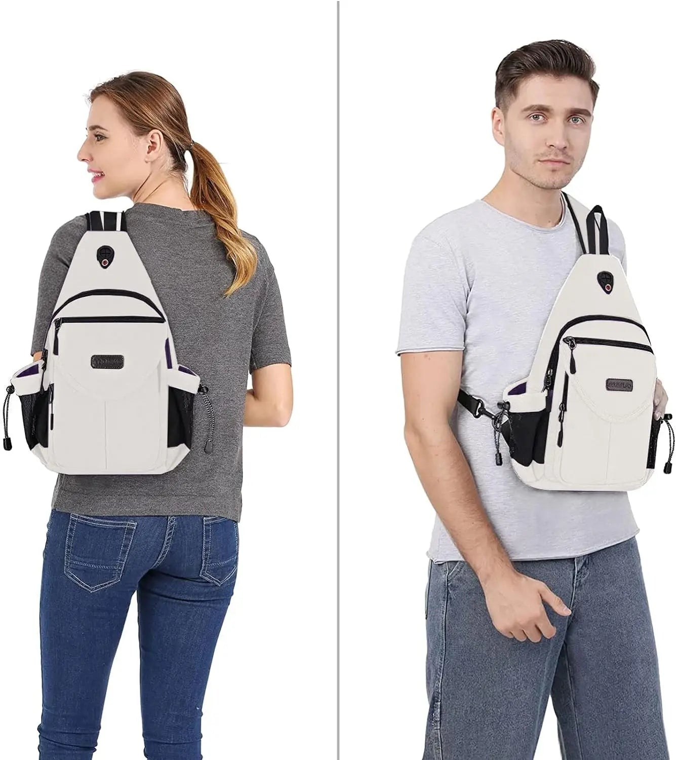 Sacs à dos sling en toile avec poche antivol pour homme et femme