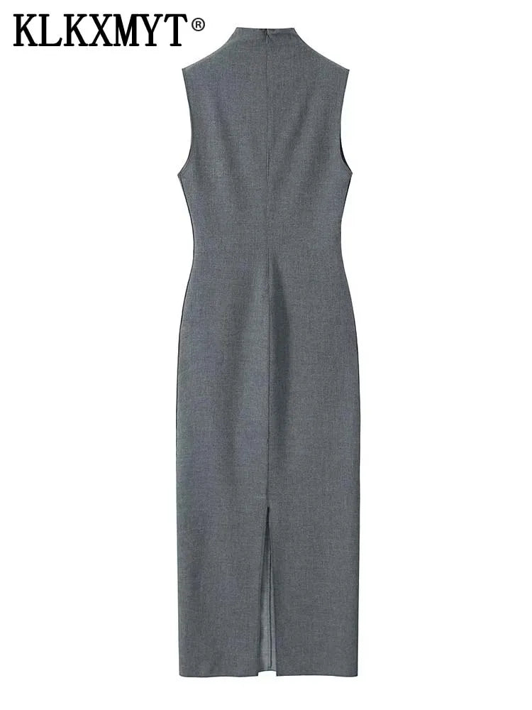 TRAF-Robe Longue Crayon Élégante