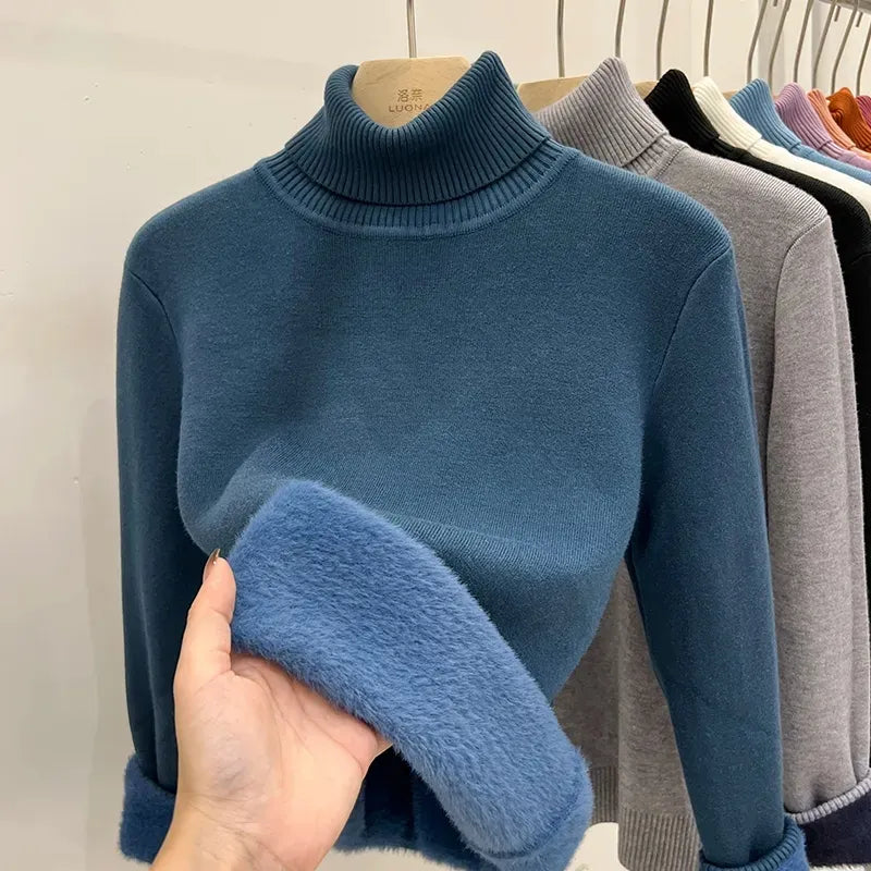 Pull à col roulé épais pour femmes