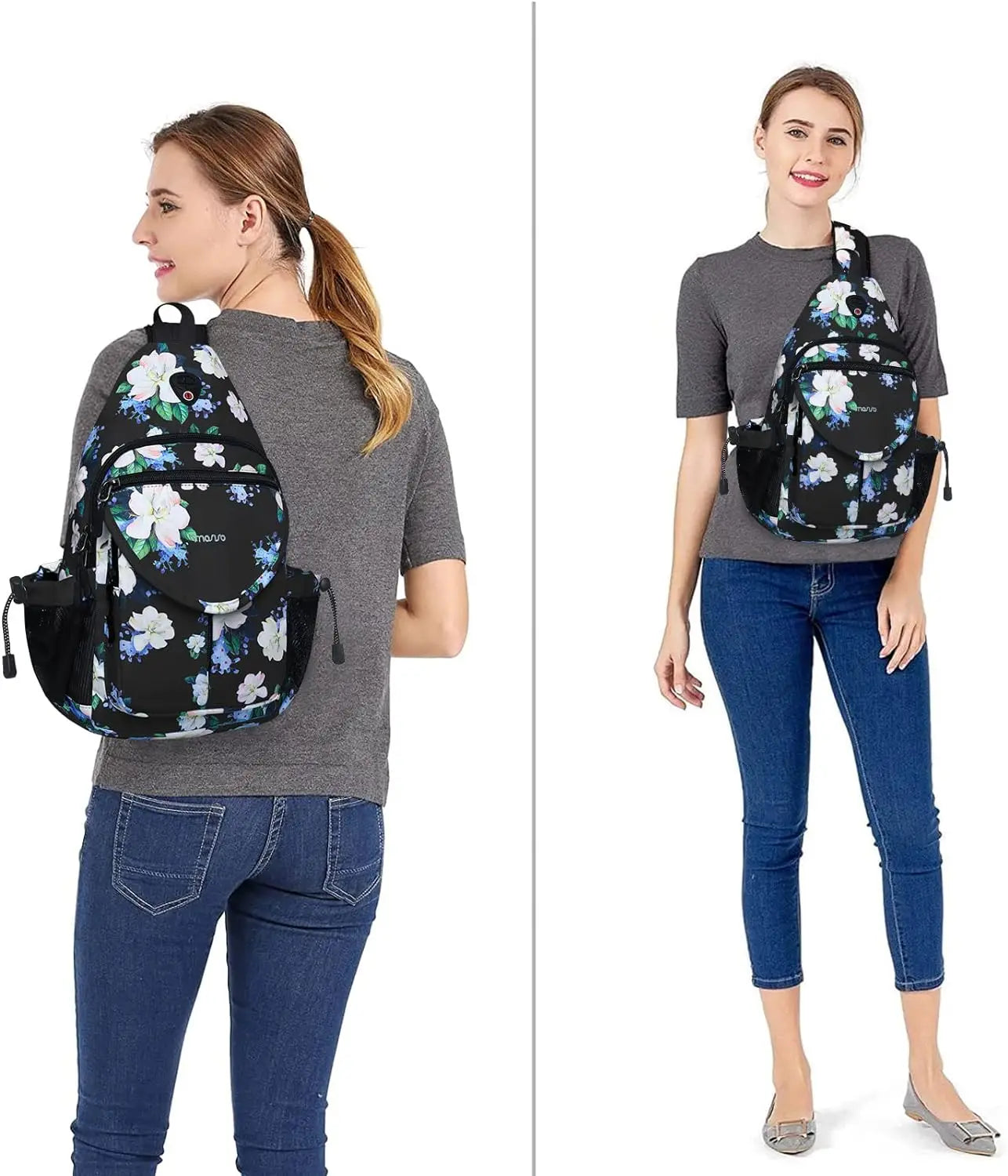 Sacs à dos sling en toile avec poche antivol pour homme et femme
