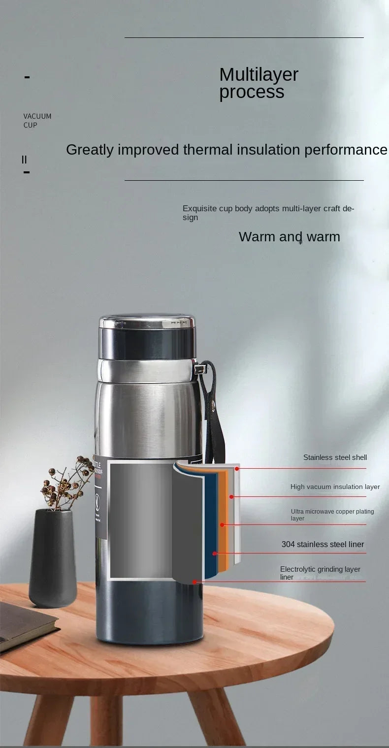 Bouteille d'eau thermique de 1L garde l'eau chaude ou froide