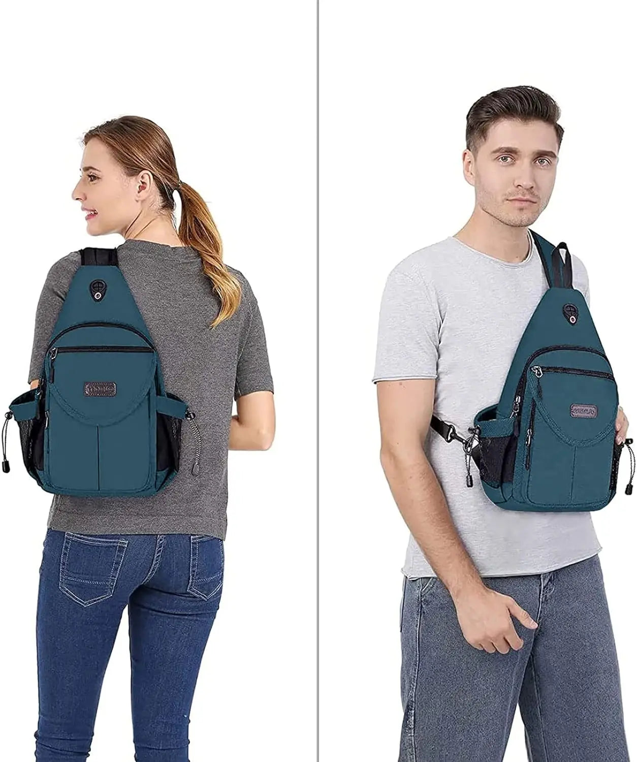 Sacs à dos sling en toile avec poche antivol pour homme et femme
