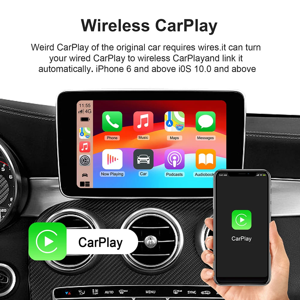 Adaptateur Android 13 haute performance. Compatible avec Carplay et Android Auto sans fil, accédez instantanément à Netflix, YouTube et vos applications préférées