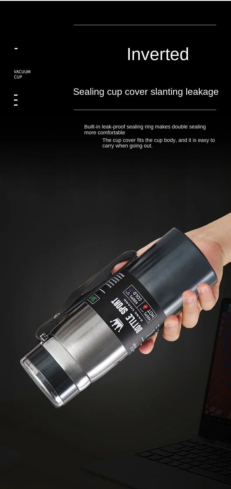 Bouteille d'eau thermique de 1L garde l'eau chaude ou froide