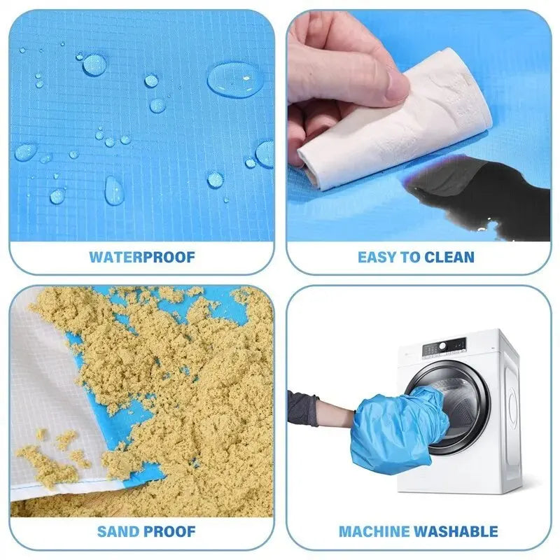 Outdoor Camping Waterproof Beach Mat Portable Foldable Polyester Pocket Picnic Mat Moisture-proof Mat