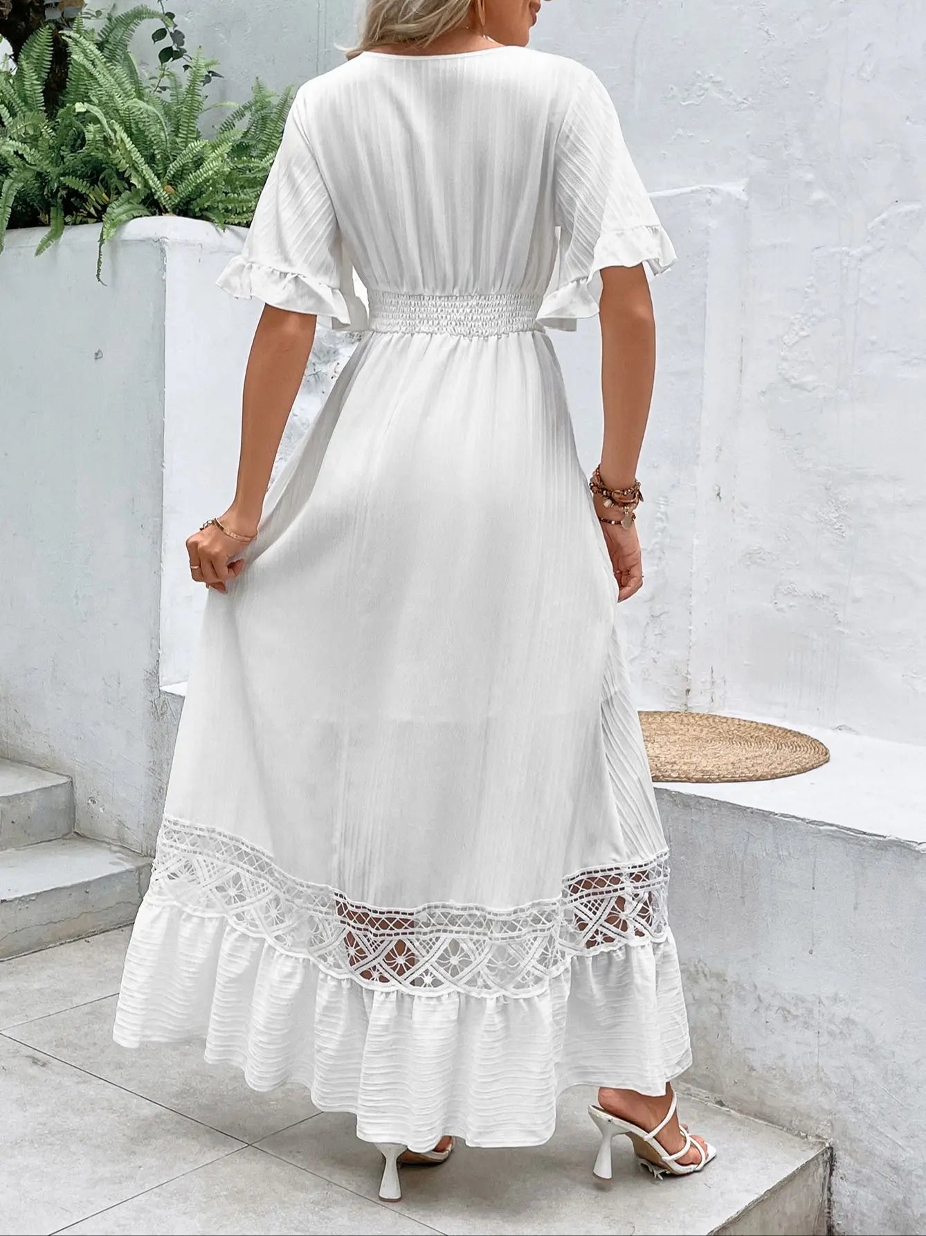 Robe Longue Élégante de Couleur Unie