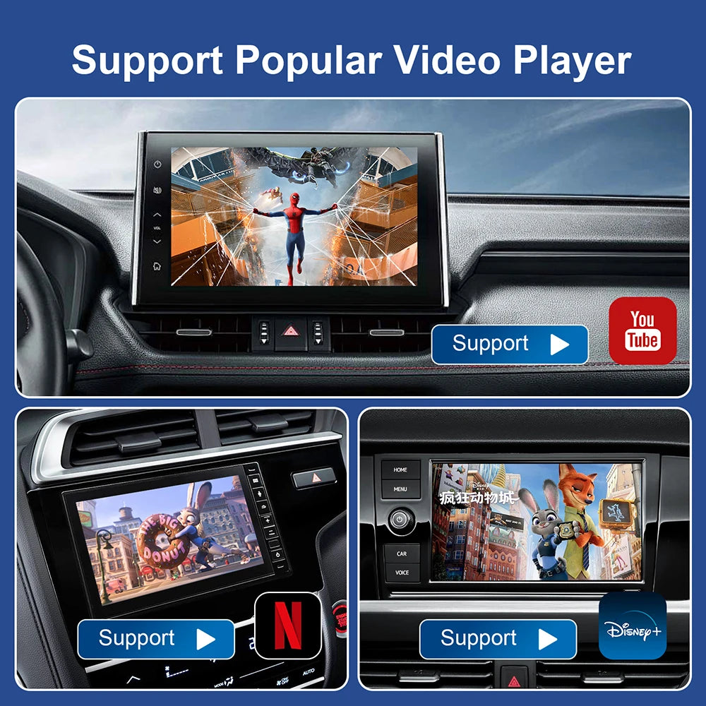 Adaptateur Android 13 haute performance. Compatible avec Carplay et Android Auto sans fil, accédez instantanément à Netflix, YouTube et vos applications préférées