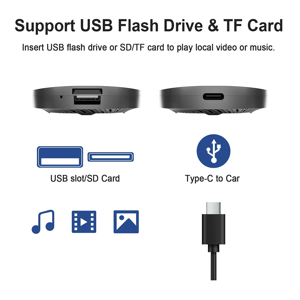 Adaptateur Android 13 haute performance. Compatible avec Carplay et Android Auto sans fil, accédez instantanément à Netflix, YouTube et vos applications préférées
