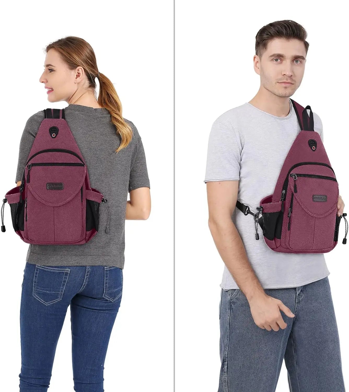 Sacs à dos sling en toile avec poche antivol pour homme et femme