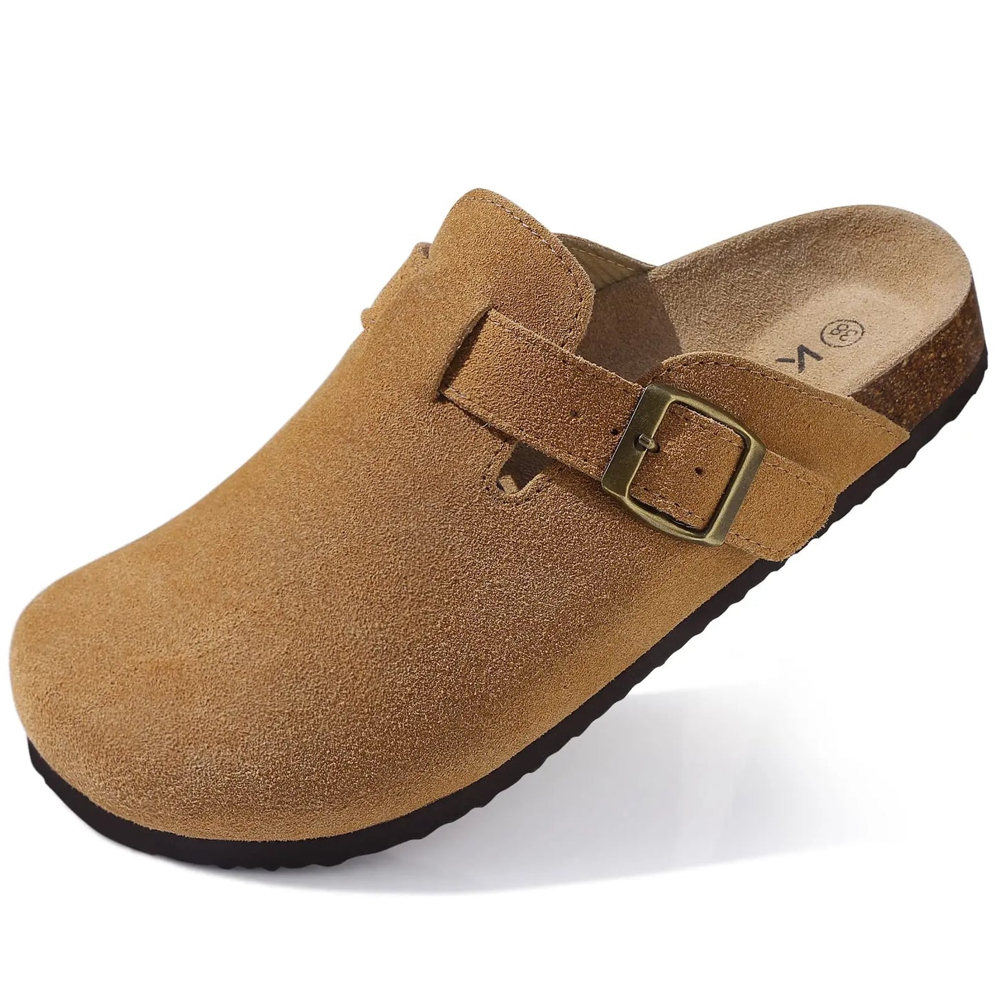 Mules en cuir souple avec semelle en liège