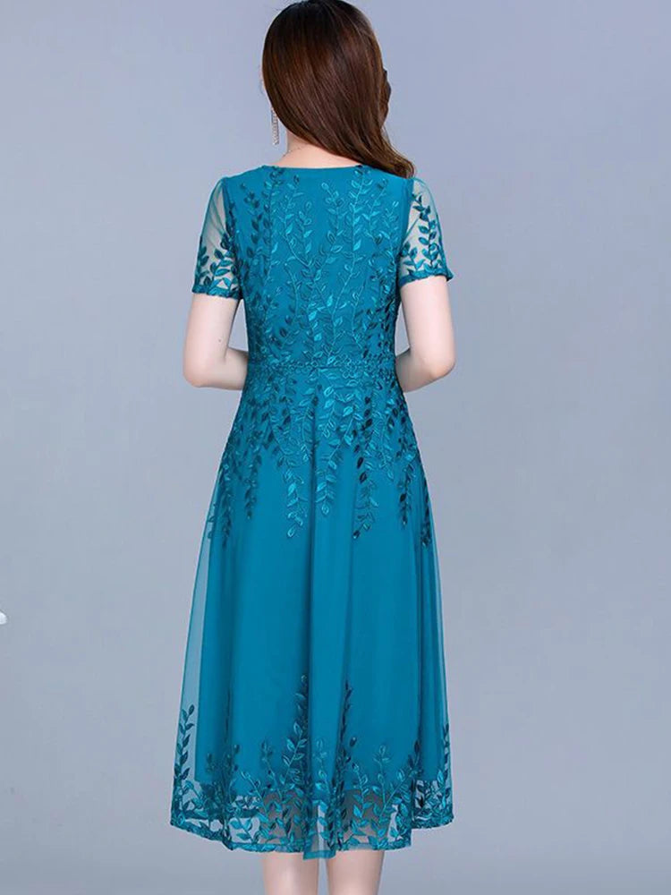 Robe longue en mousseline de soie