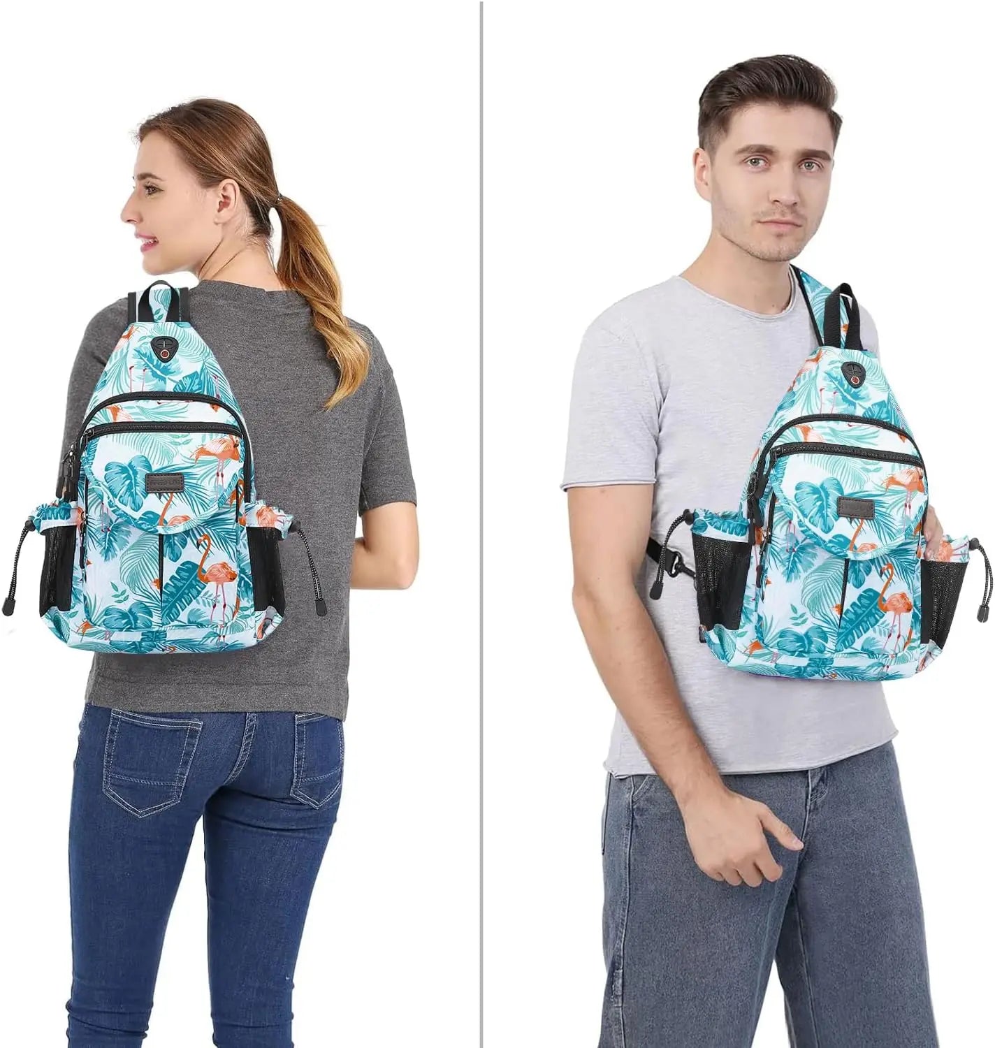 Sacs à dos sling en toile avec poche antivol pour homme et femme