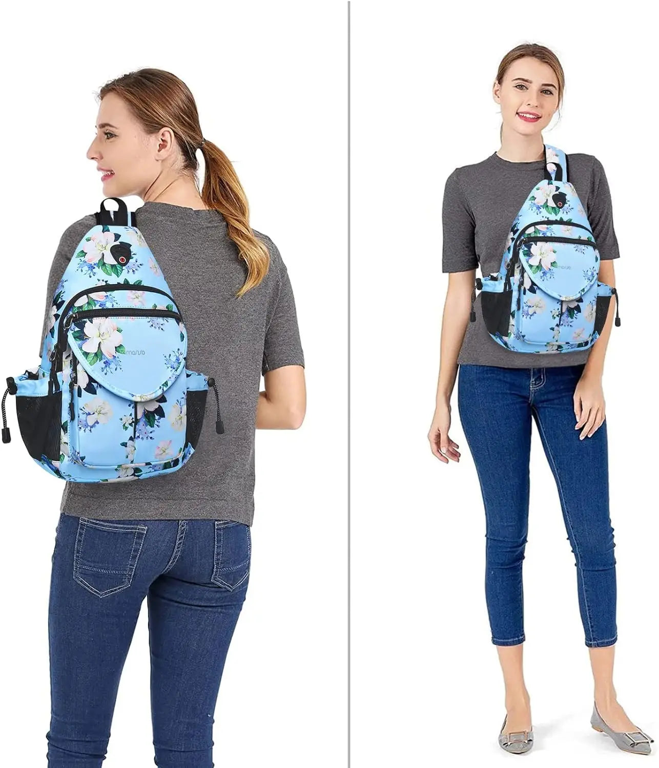 Sacs à dos sling en toile avec poche antivol pour homme et femme
