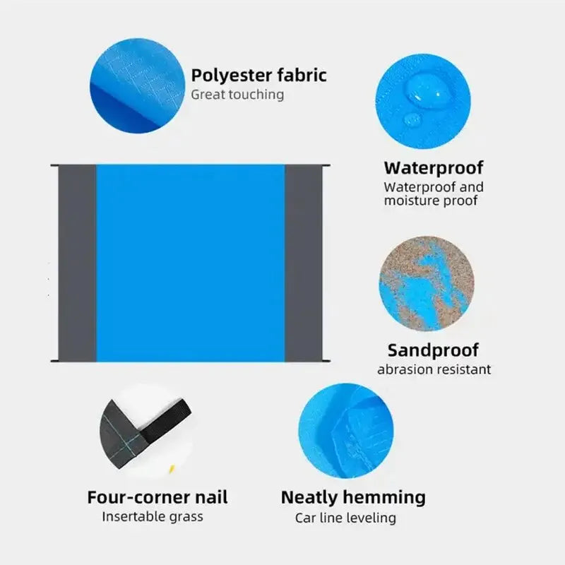 Outdoor Camping Waterproof Beach Mat Portable Foldable Polyester Pocket Picnic Mat Moisture-proof Mat